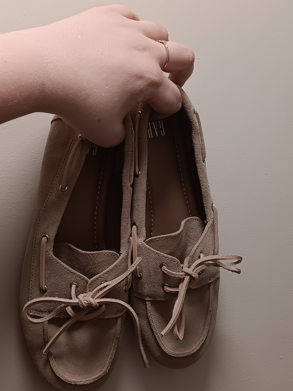 GAP Beige Suede Lace-Top Loafers - Picture 6 of 6